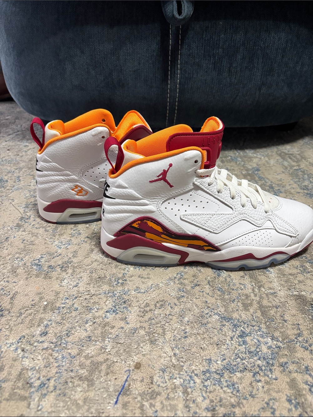 Jordan White Red Orange Retro High-Top Sneakers